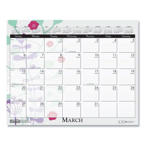 Image of House Of Doolittle™ Recycled Wild Flower Wall Calendar, Wild Flowers Artwork, 15 X 12, White/Multicolor Sheets, 12-Month (Jan To Dec): 2024