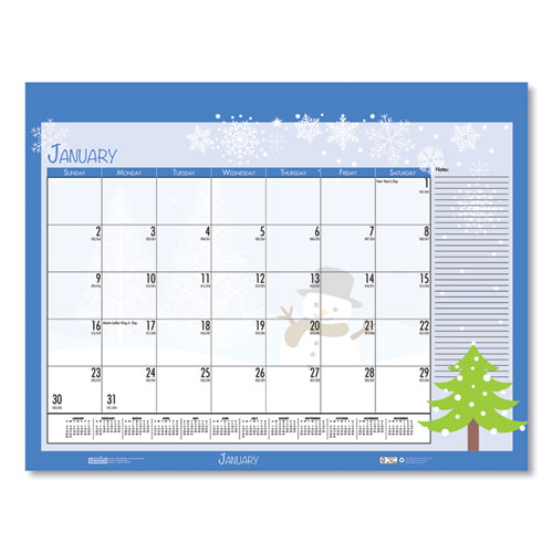Image of Recycled Academic Year Desk Pad Calendar, Earthscapes Seasonal Artwork, 22 x 17, Black Binding, 12-Month (July-June): 2022-23