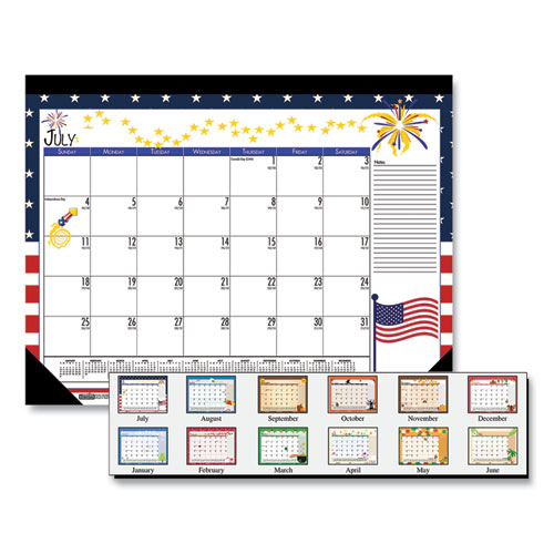 Recycled Desk Pad Calendar, Earthscapes Seasonal Artwork, 22 x 17, Black Binding/Corners,12-Month (July-June): 2021-2022