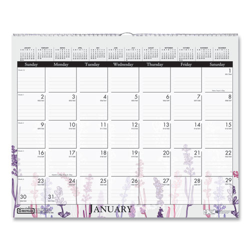 Recycled Wild Flower Wall Calendar, Wild Flowers Artwork, 15 x 12, White/Multicolor Sheets, 12-Month (Jan to Dec): 2023