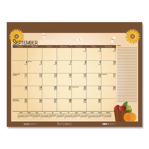Image of Recycled Desk Pad Calendar, Earthscapes Seasonal Artwork, 22 x 17, Black Binding/Corners,12-Month (Jan to Dec): 2023