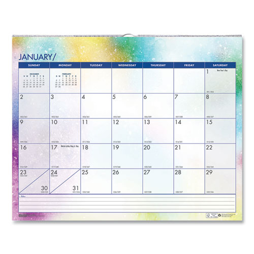Image of House Of Doolittle™ Recycled Cosmos Wall Calendar, Cosmos Artwork, 14.88 X 12, White/Blue/Multicolor Sheets, 12-Month (Jan To Dec): 2024