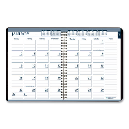 Recycled Monthly Weekly 7 Day Planner, 8.75 x 6.88, Black Cover, 12-Month (Jan to Dec): 2024