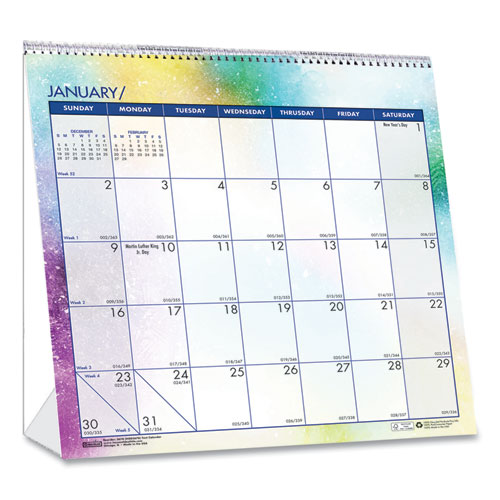 Image of House Of Doolittle™ Recycled Cosmos Tent Calendar, Cosmos Artwork, 6 X 6, White/Blue/Multicolor Sheets, 12-Month (Jan To Dec): 2024