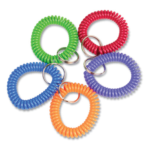 Wrist Key Coil Key Organizers, Blue; Green; Orange; Purple; Red, 10/Pack