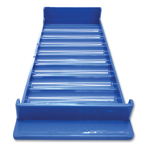 Controltek® Stackable Plastic Coin Tray, 10 Compartments, Stackable, 3.75 X 10.5 X 1.5, Blue, 2/Pack