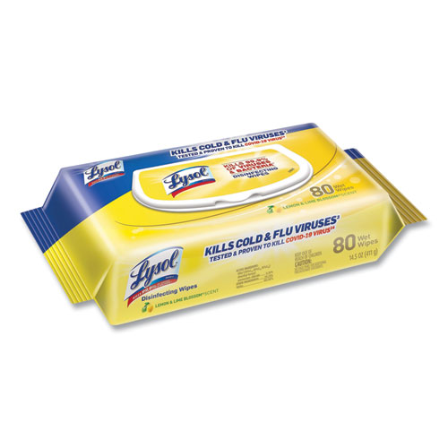 Disinfecting Wipes Flatpacks, 6.69 x 7.87, Lemon and Lime Blossom, 80 Wipes/Flat Pack, 6 Flat Packs/Carton
