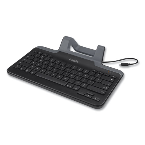 Image of Wired Tablet Keyboard with Stand for iPad with Lightning Connector, Black