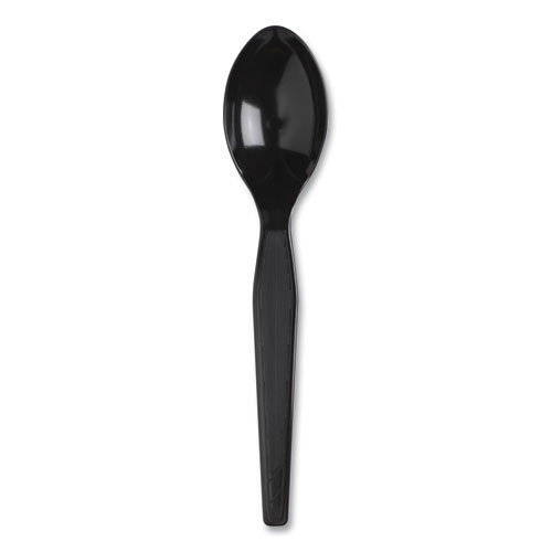 SmartStock Plastic Cutlery Refill, Spoons, 6", Series-F Heavyweight, Black, 40/Pack, 24 Packs/Carton