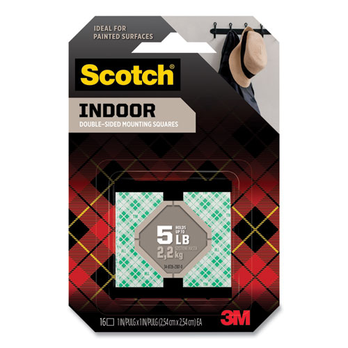 Image of Scotch® Permanent High-Density Foam Mounting Tape, 1" Squares, Double-Sided, Holds Up To 5 Lbs, White, 16/Pack