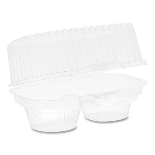 Image of Pactiv Evergreen Clearview Bakery Cupcake Container, 2-Compartment, 6.75 X 4 X 4, Clear, Plastic, 100/Carton