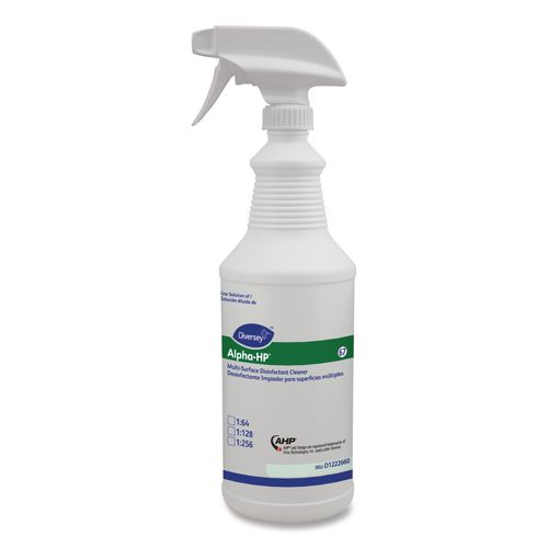 Alpha-HP Multi-Surface Disinfectant Cleaner Spray Bottle, 32 oz, White, 12/Carton