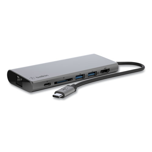 Belkin® USB-C Multimedia Hub, 6 Ports, Space Gray