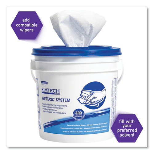 Image of Wypall® Wettask Customizable Wet Wiping System Bucket, White/Blue, 4/Carton