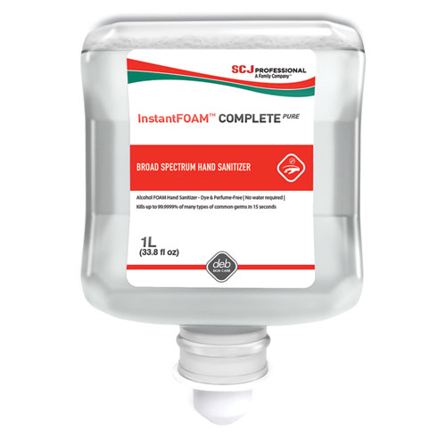 InstantFOAM COMPLETE PURE Alcohol Hand Sanitizer, 1 L Refill, Fragrance-Free, 6/Carton