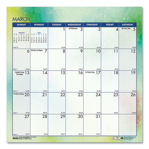 Image of House Of Doolittle™ Recycled Cosmos Tent Calendar, Cosmos Artwork, 6 X 6, White/Blue/Multicolor Sheets, 12-Month (Jan To Dec): 2024