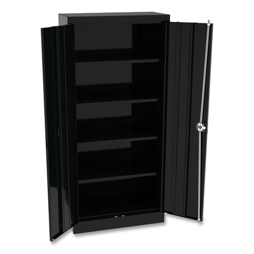 Image of Space Saver Storage Cabinet, Four Fixed Shelves, 30w x 15d x 66h, Black