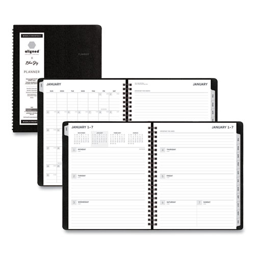 Blue Sky® Aligned Weekly/Monthly Notes Planner, 8.75 x 7, Black, 2022
