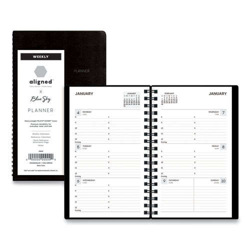 Blue Sky® Aligned Weekly Contacts Planner, 6 x 3.5, Black, 2022