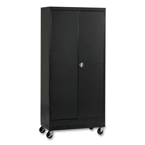 Image of Assembled Mobile Storage Cabinet, with Adjustable Shelves 36w x 24d x 66h, Black