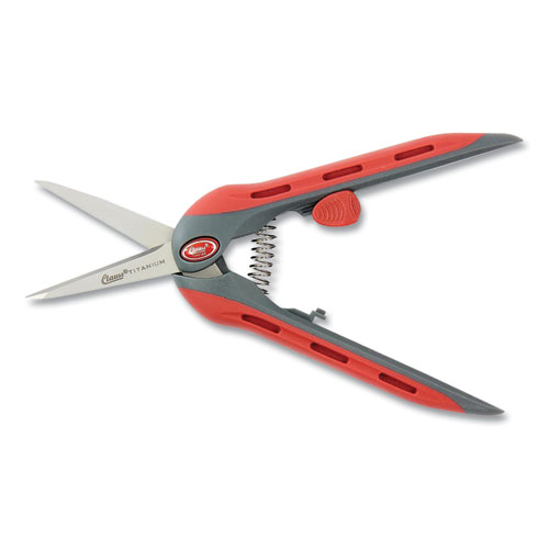Titanium Ultra Smooth Spring Assisted Scissors, Pointed Tip, 6" Long, 1.75" Cut Length, Red/Gray Straight Handle