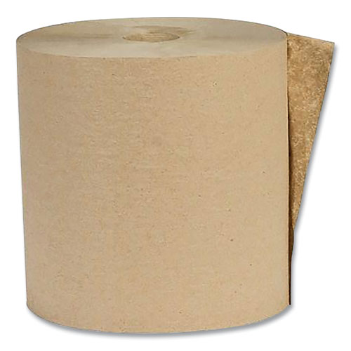 Image of Recycled Hardwound Paper Towels, 1-Ply, 7.88" x 800 ft, 1.6 Core, Kraft, 6 Rolls/Carton
