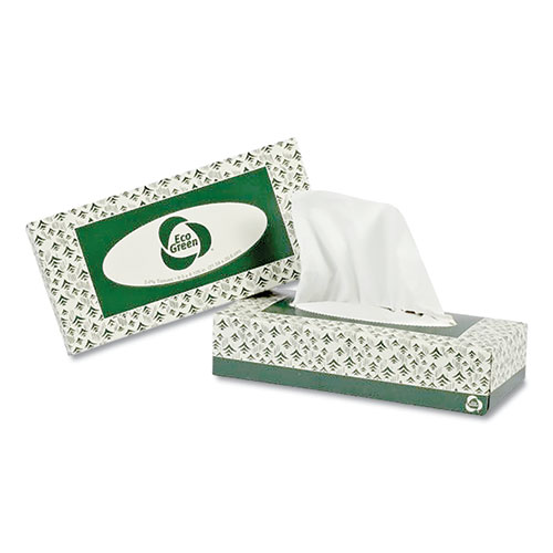 Image of Eco Green® Recycled 2-Ply Facial Tissue, White, 150 Sheets/Box, 20 Boxes/Carton