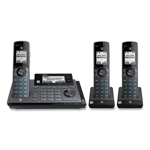 Connect to Cell CLP99387 DECT 6.0 Expandable Cordless Phone, Base and 3 Handsets, Black/Gray