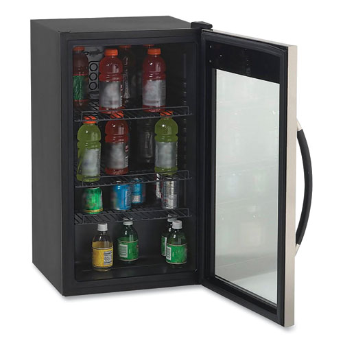 Image of Avanti 3 Cu. Ft. Refrigerator/Beverage Cooler, 18.75 X 19.5 X 33.75, Black/Stainless Steel Framed Glass Door