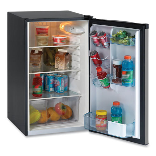 Image of 4.4 Cu.Ft. Auto-Defrost Refrigerator, 19.25 x 22 x 33, Black with Stainless Steel Door