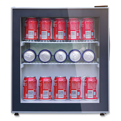 Image of Avanti 1.6 Cu. Ft. Refrigerator/Beverage Cooler, 18.25 X 17.25 X 20, Black/Platinum Trim Glass Door