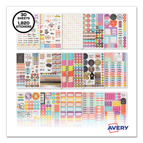 Avery® Planner Sticker Variety Pack, Budget, Fitness, Motivational, Seasonal,  Work, Assorted Colors, 1,744/Pack