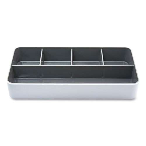 Fusion Five-Compartment Plastic Accessory Holder, Plastic, 12.25 x 6 x 2, White/Gray
