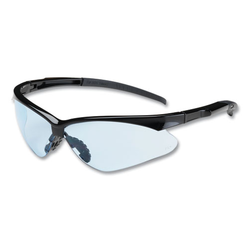 Image of Adversary Optical Safety Glasses, Scratch-Resistant, Light Blue Lens, Black Frame