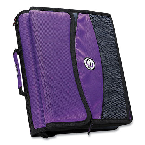 Case it™ Sidekick Zipper Binder with Removable Expanding File, 3 Rings, 2" Capacity, 11 x 8.5, Purple/Black Accents