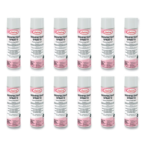 Claire® Spray Q Disinfectant, Country Fresh Scent, 17 oz Aerosol Spray, 12/Carton