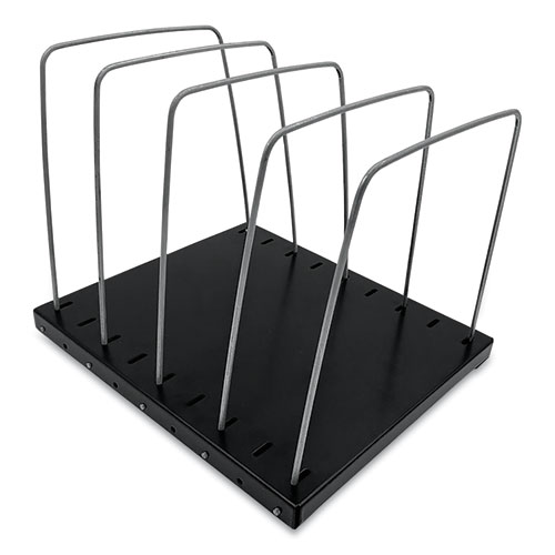 Steel Wire Vertical File Organizer, 4 Sections, Letter Size Files, 8 x 9.75 x 7.5, Black/Metal Gray
