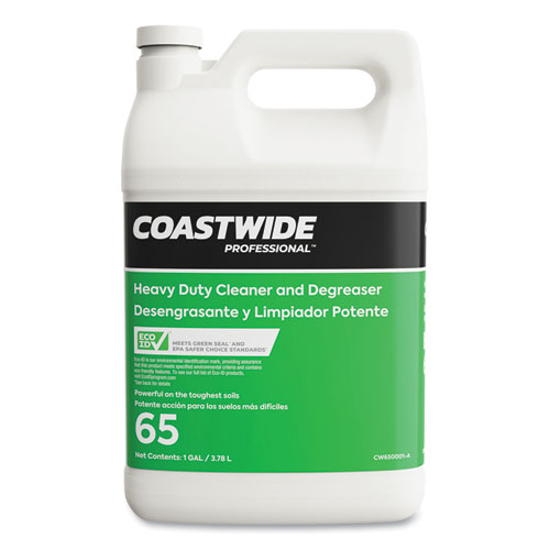 Coastwide Professional™ Heavy-Duty Cleaner-Degreaser 65 Eco-ID Concentrate, Fresh Citrus Scent, 3.78 L Bottle, 4/Carton