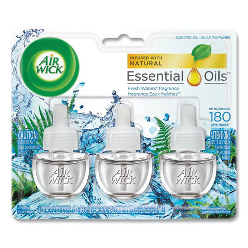 Image of Scented Oil Refill, Fresh Waters, 0.67 oz, 3/Pack, 6 Packs/Carton