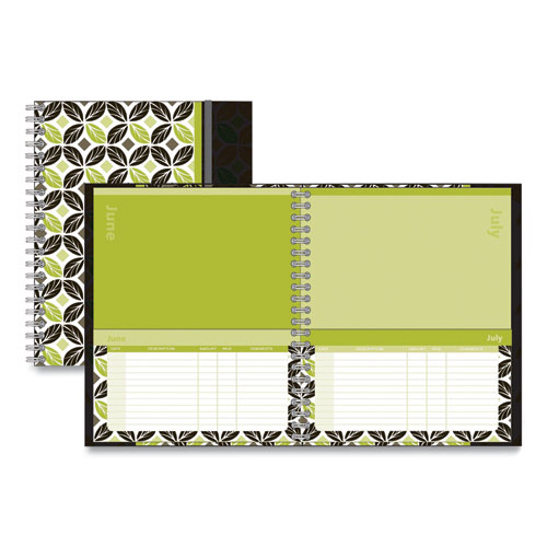 Monthly Home Finance Organizer, 5 Column Format, Black/Green/White Cover, 11 x 9 Sheets, 30 Sheets/Book