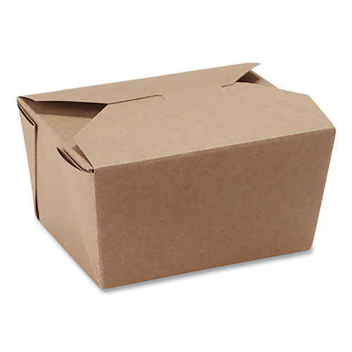 Reclosable One-Piece Natural-Paperboard Take-Out Box, 4.5 x 5 x 2.5, Brown, 450/Carton