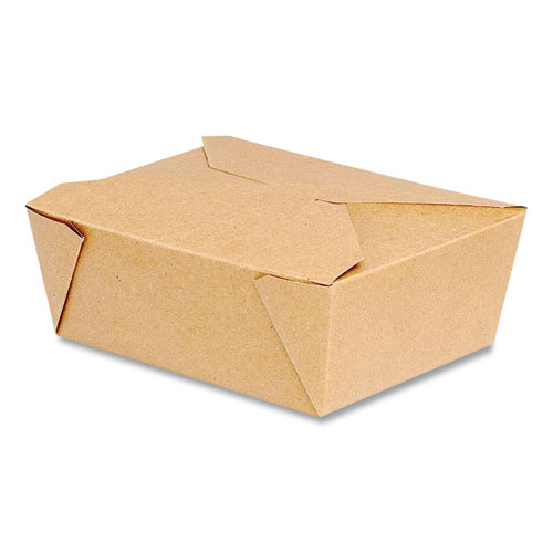 Reclosable One-Piece Natural-Paperboard Take-Out Box, 6.75 x 5.44 x 3.5, Brown, 300/Carton