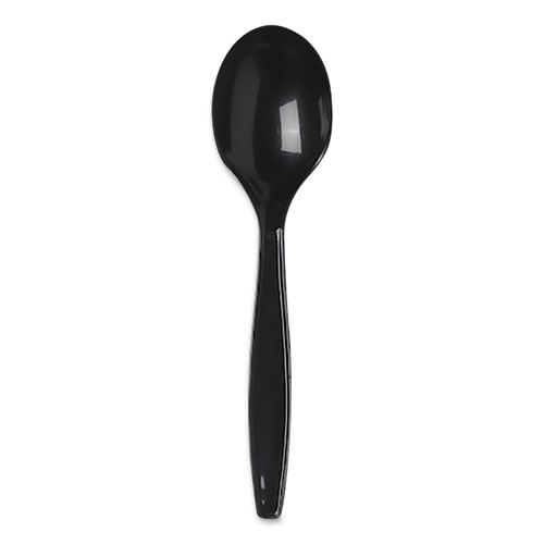 Image of Dixie® Individually Wrapped Heavyweight Soup Spoons, Polypropylene, Black, 1,000/Carton