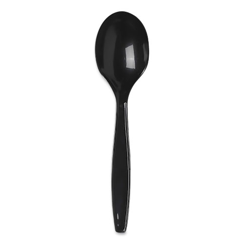 Dixie® Individually Wrapped Polypropylene Cutlery, Soup Spoon, Heavyweight, Black, 1,000/Carton