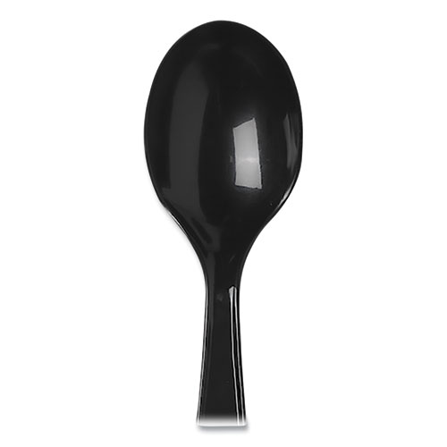 Image of Dixie® Individually Wrapped Heavyweight Soup Spoons, Polypropylene, Black, 1,000/Carton