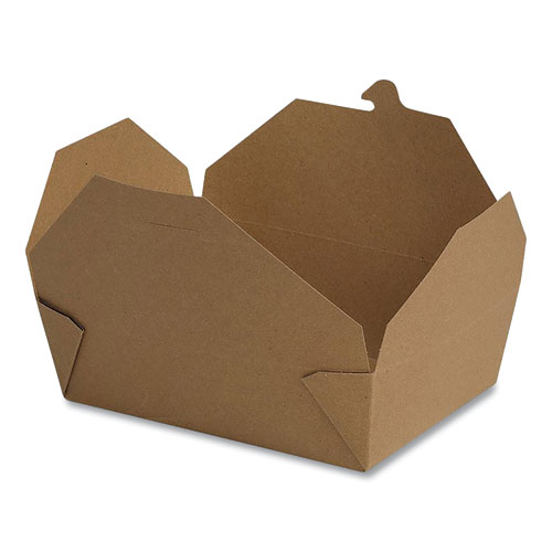 Reclosable One-Piece Natural-Paperboard Take-Out Box, 8.5 x 6.25 x 2.5, Brown, Paper, 20/Pack, 4 Packs/Carton
