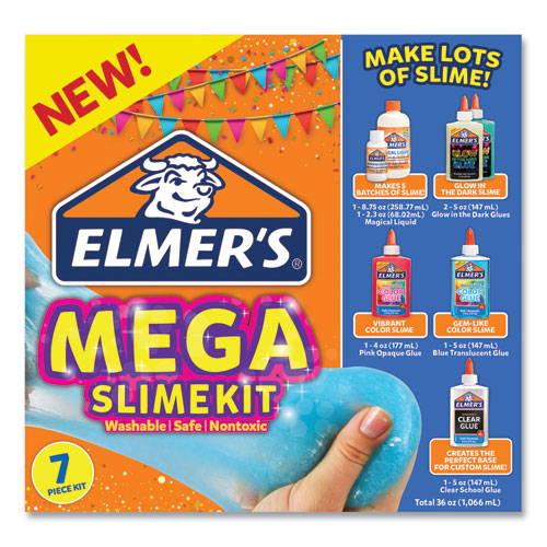 Mega Slime Kit, Five 5 oz Glues, 8.75 oz and 2.3 oz Magical Liquid, Assorted Colors