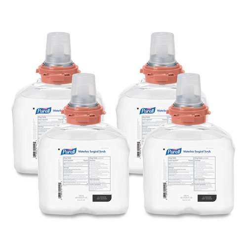 Waterless Surgical Scrub Gel Hand Sanitizer, 1,200 mL Refill Bottle, Fragrance-Free, For TFX Dispenser, 4/Carton