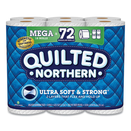Ultra Soft and Strong Bathroom Tissue, Mega Rolls, Septic Safe, 2-Ply, White, 328 Sheets/Roll, 18 Rolls/Carton