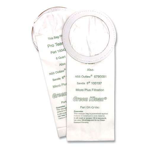 Image of Replacement Vacuum Bags, Fits NSS Outlaw/ProTeam QuarterVac/Sandia/Sanitaire, 10/Pack